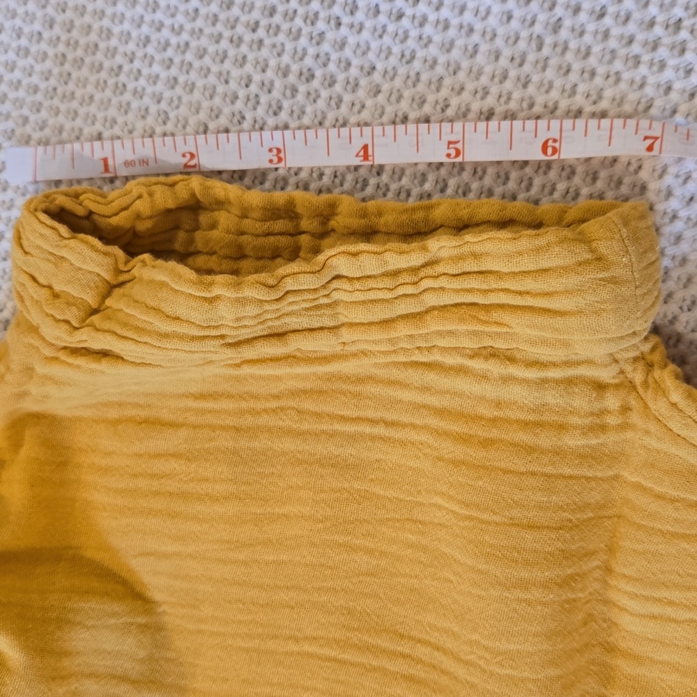 Eileen Fisher Yellow Cap Sleeve Dress, Pockets, Fringe Bottom, Fits Up To 1x - Picture 7 of 9